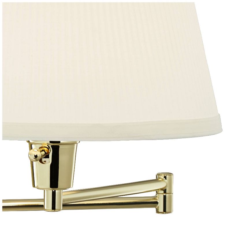 Barnes and Ivy Swing Arm Wall Lamp Brass Plug-In Light Fixture Ivory Mushroom Pleated Shade Bedroom Bedside Living Room Reading