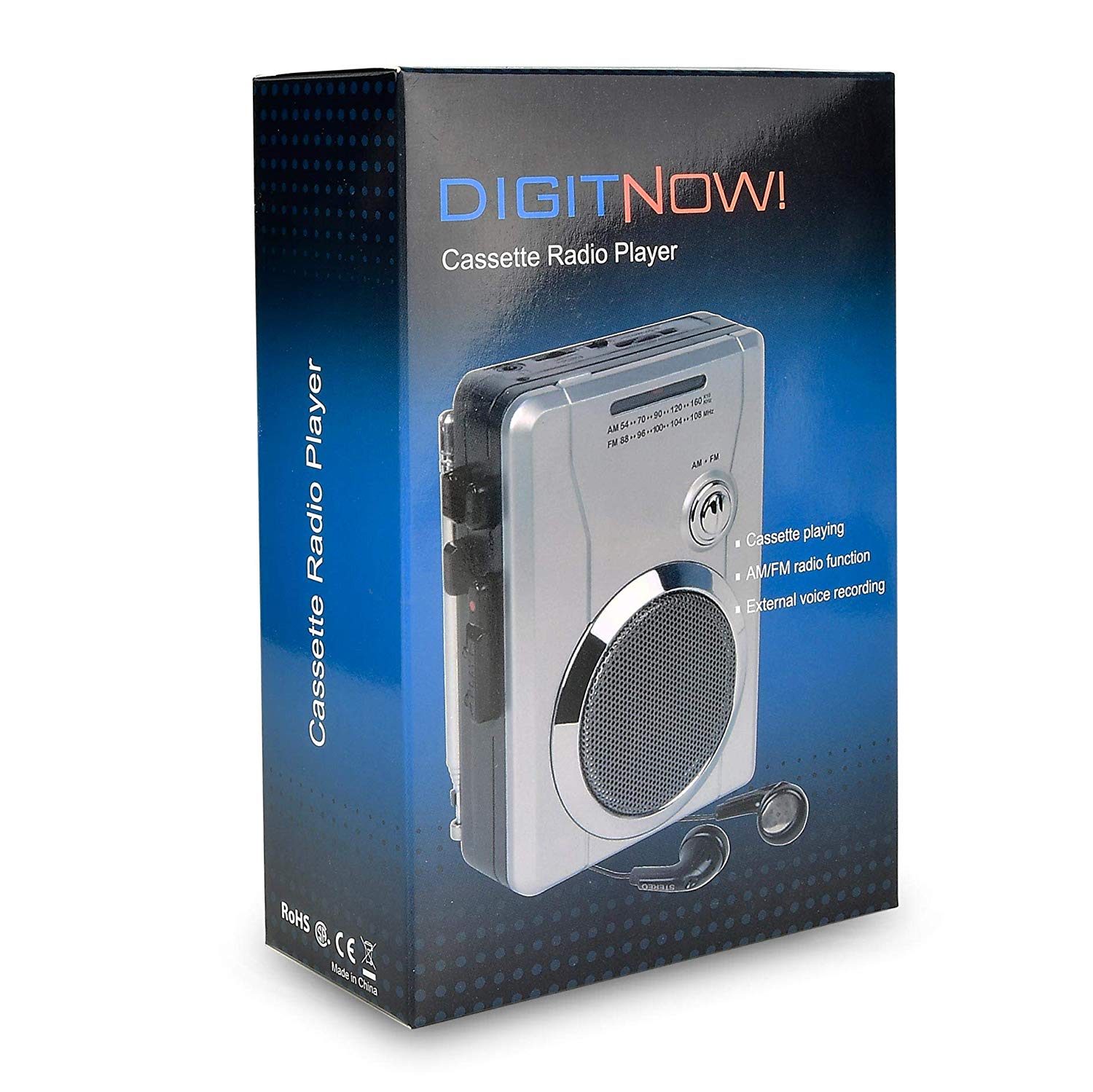 DIGITNOW!AM/FM Portable Pocket Radio and Voice Audio Cassette Recorder,Personal Audio Walkman Cassette Player with Built-in Speaker and Earphone