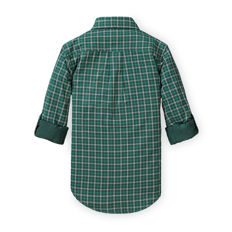 Hope & Henry Infant Plaid Long Sleeve Crew Button Down Shirt - Green 6-12 Months