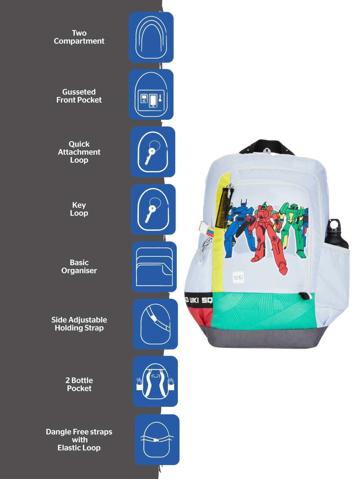 Wiki 34 Ltrs Grey Medium Backpack