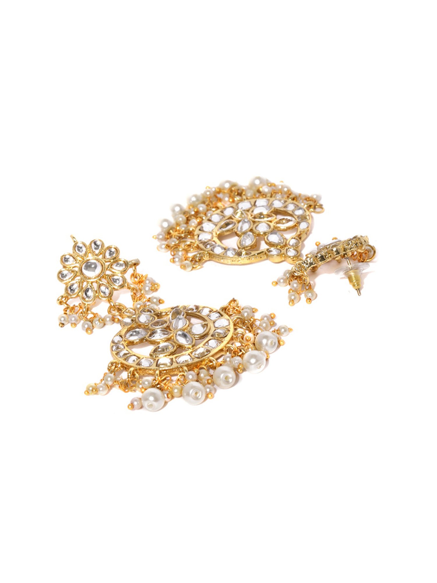 Zaveri Pearls Clear & White Alloy Earring & Maang Tikka Set