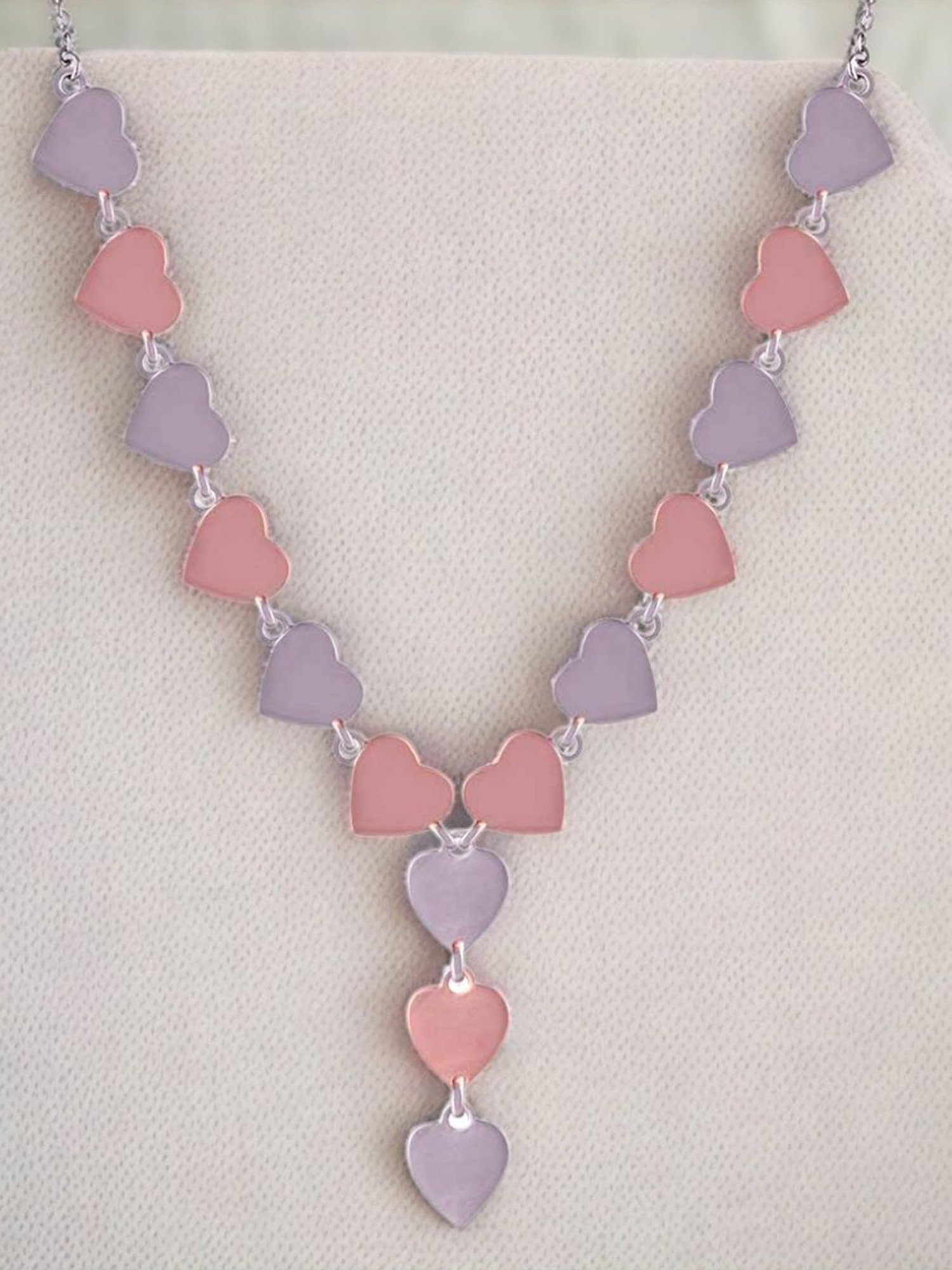 Rihi by P.C. Chandra Jewellers 925 Silver Heart Necklace with Earring Set for Women & Girls