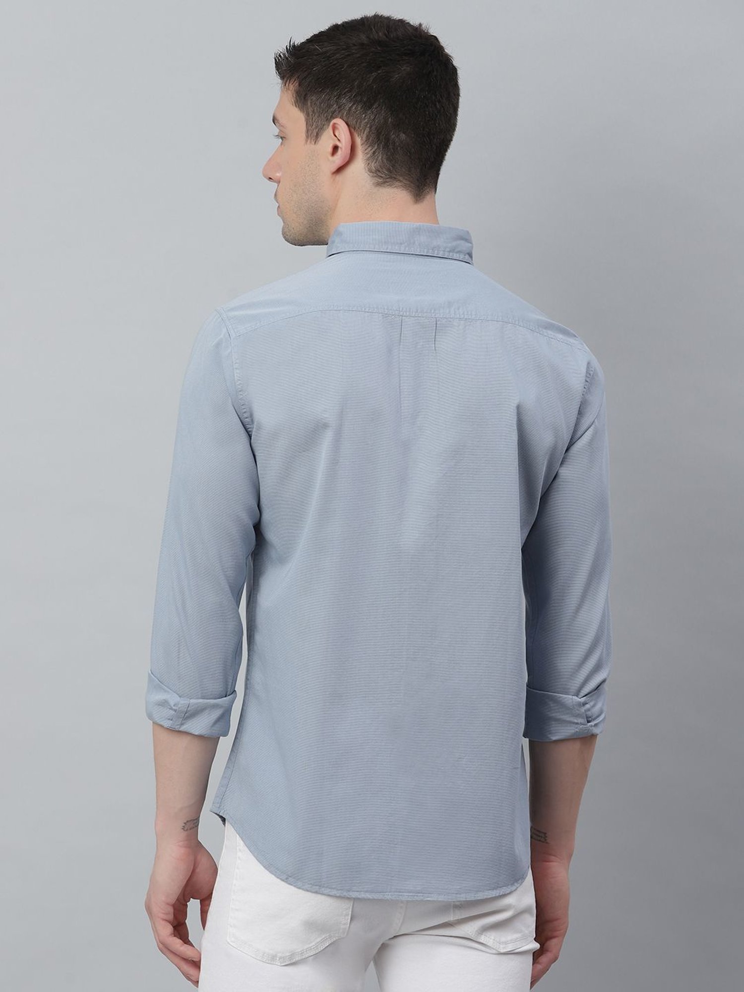 Dennis Lingo D-Blue Cotton Slim Fit Shirt