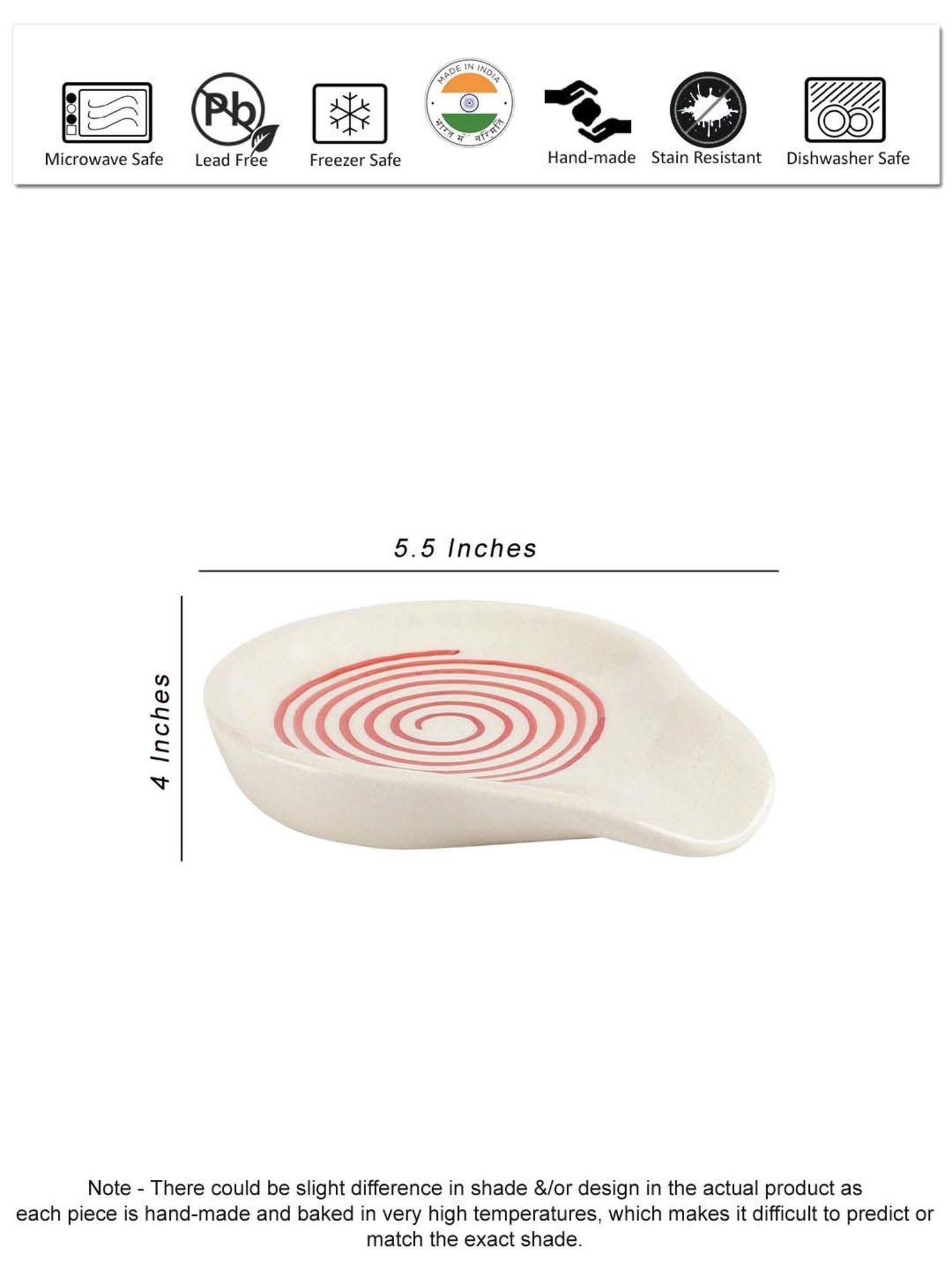 VarEesha Parikrama Red & White Ceramic Spoon Rest with Trivet - Set of 4