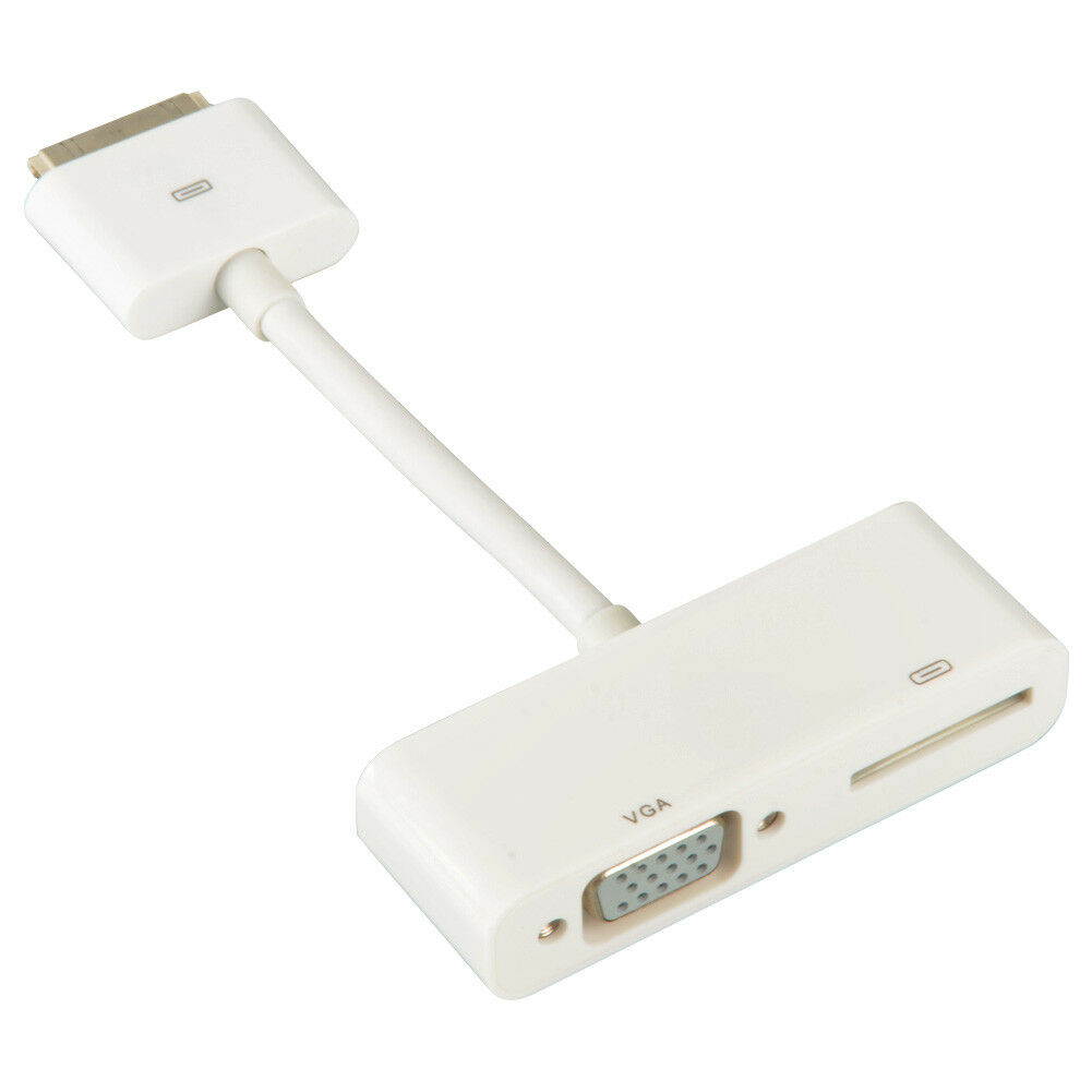 White ABS 30pin Digital AV Adapter To VGA Fit For iPhone 4 4S iPod iPad 2 3