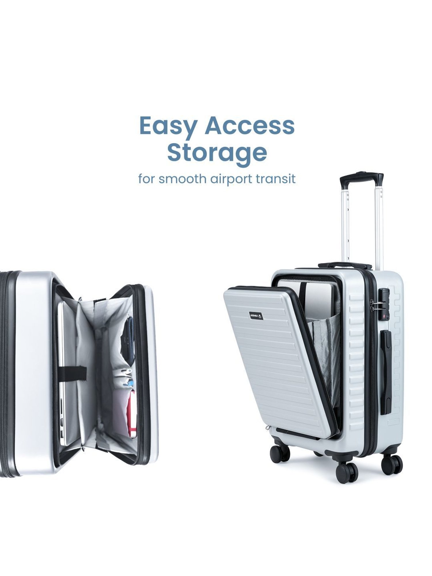 Assembly Silver Textured Trolley Bag Pack of 2 - 20 inch & 24 inch