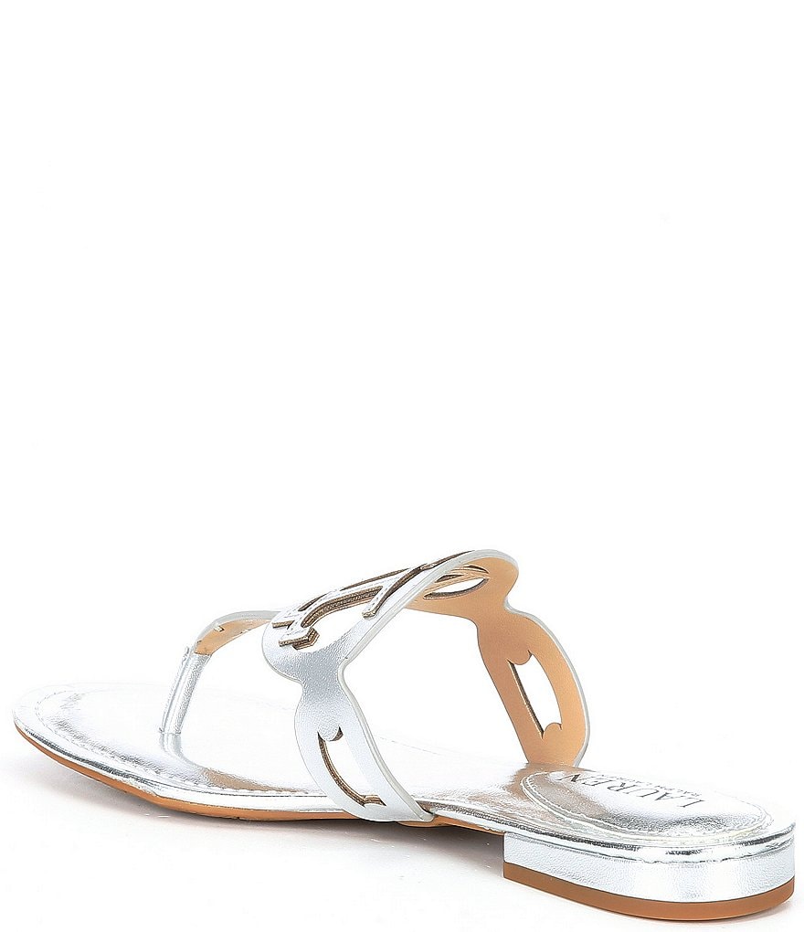 Lauren Ralph Lauren Audrie Leather Logo Thong Sandals