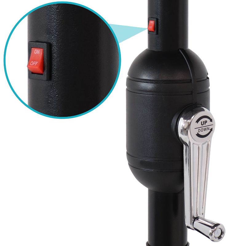 Sunnydaze Outdoor Aluminum Pool Patio Umbrella with Solar LED Lights, Tilt, and Crank - 9' - Navy Blue