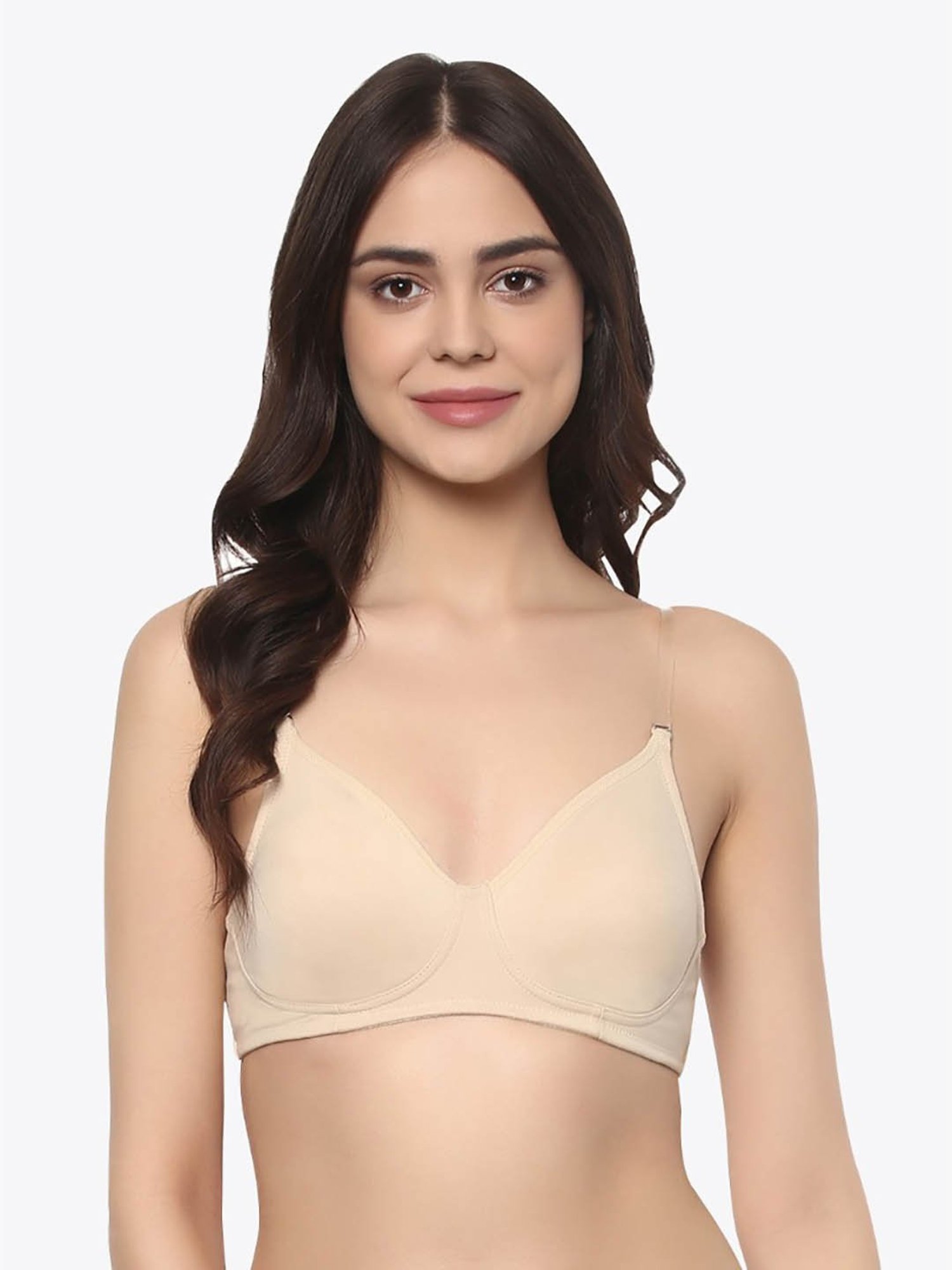 Soie Beige Non Wired Non Padded Half Coverage Multiway Bra