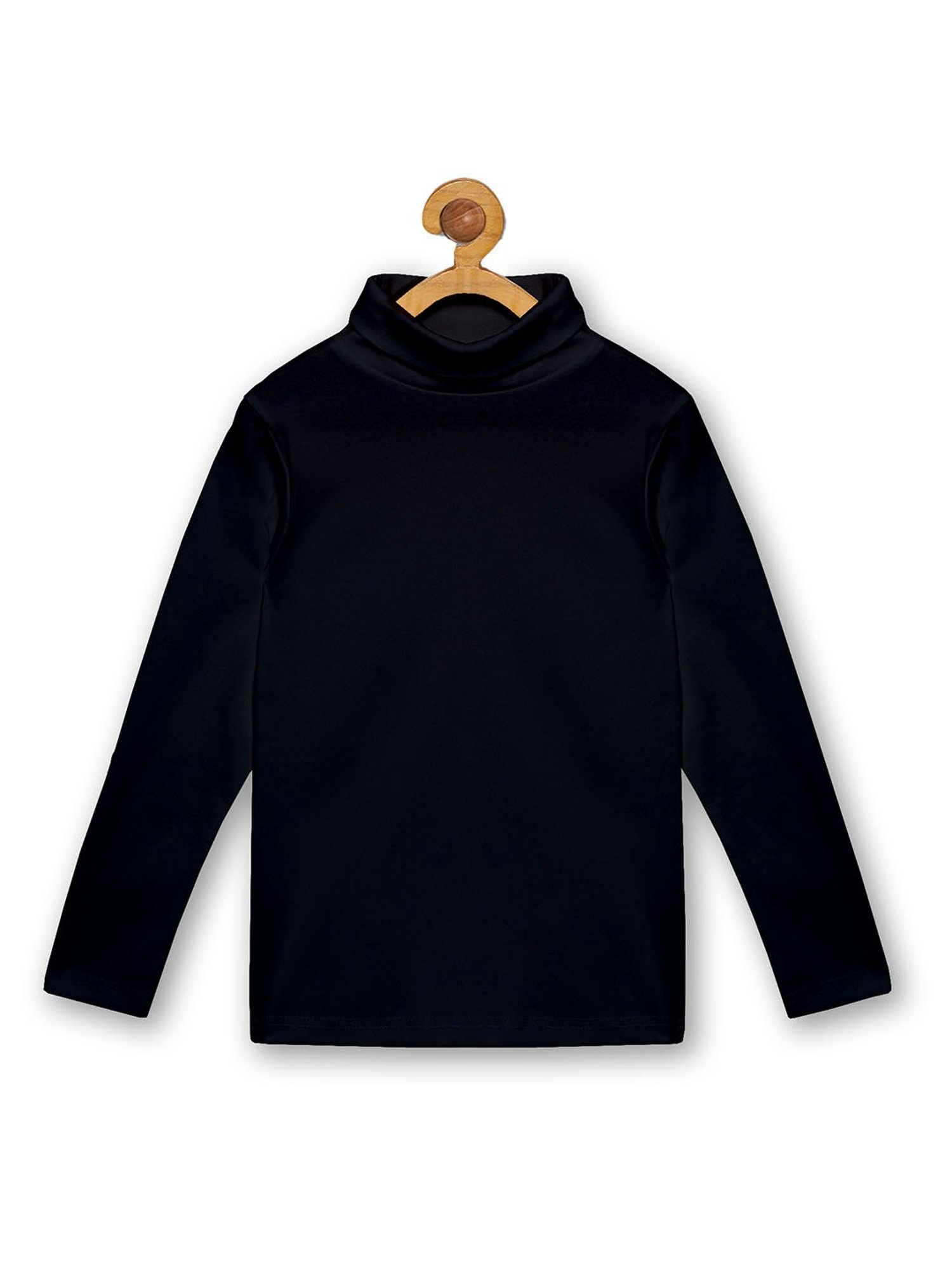 Kiddopanti Boys Black Solid Full Sleeves T-Shirt