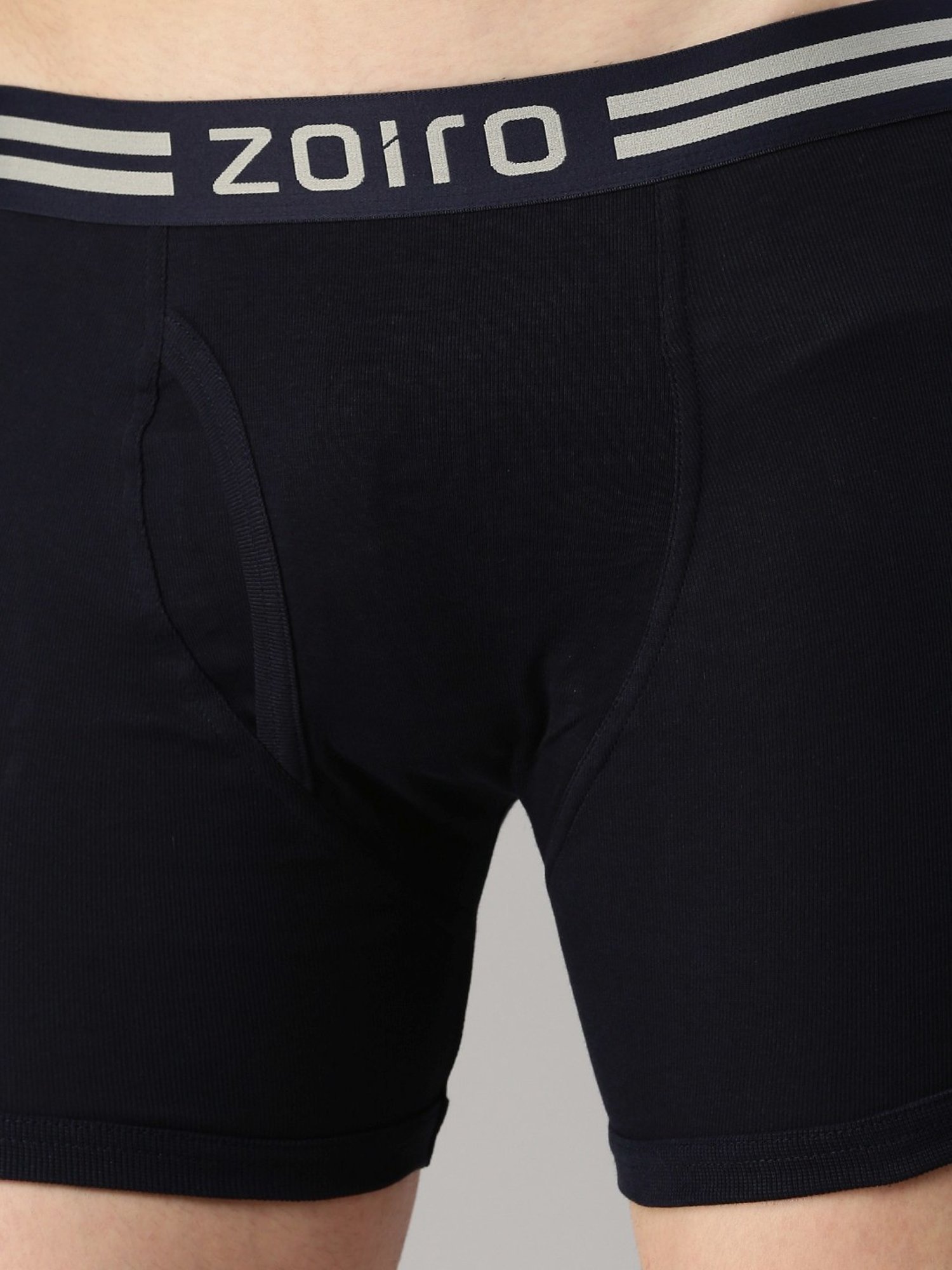 Zoiro Dark Denim & Pearl Cotton Regular Fit Trunks - Pack Of 2