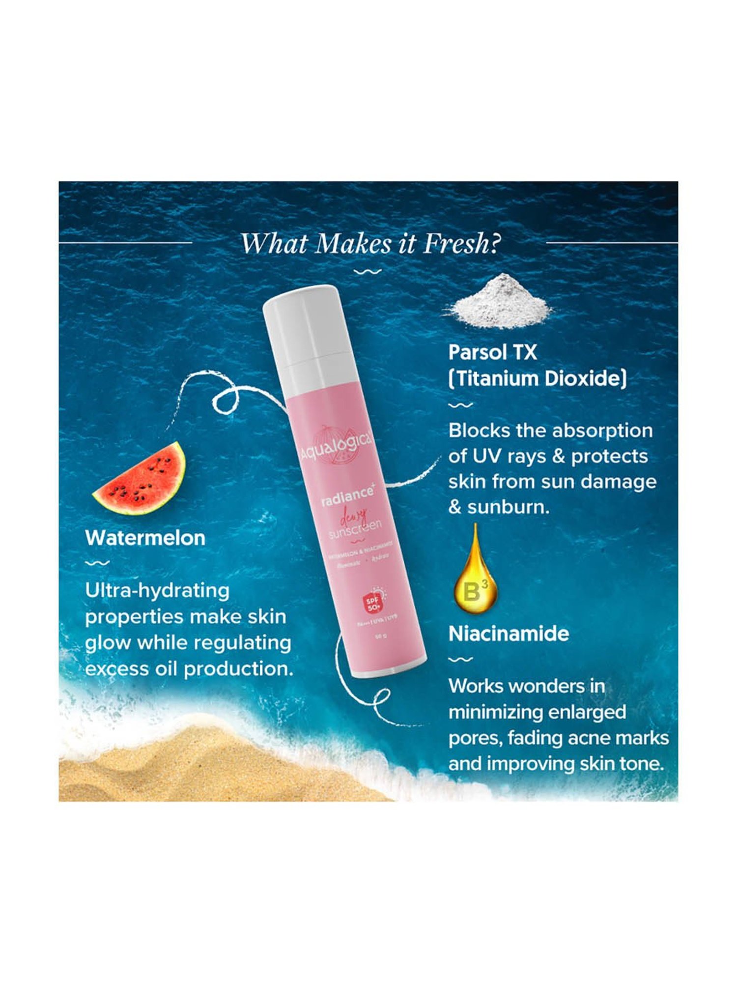 Aqualogica Radiance+ Dewy Sunscreen SPF 50 - 50 gm