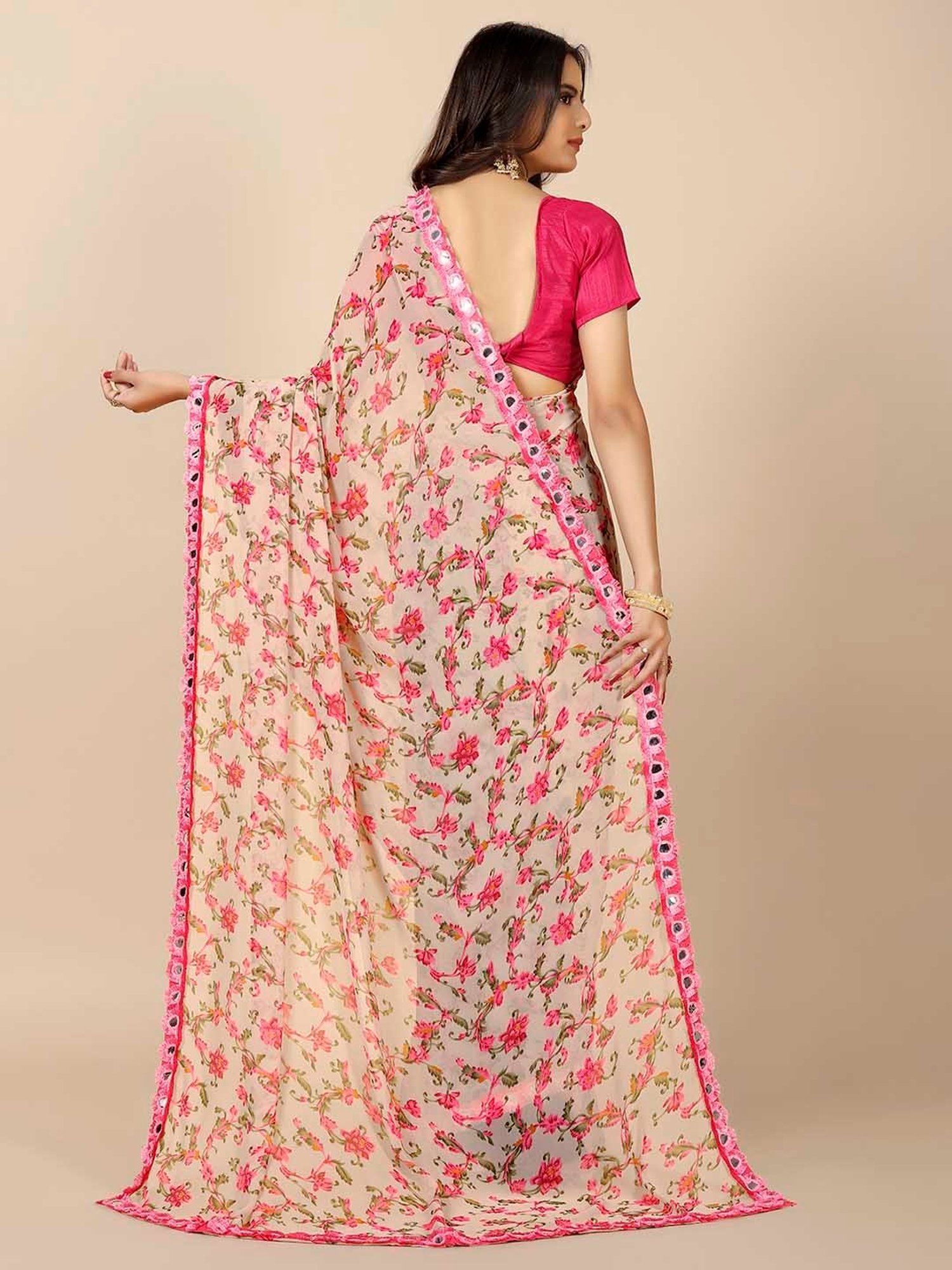 Rangita Pink Printed Saree With Blouse