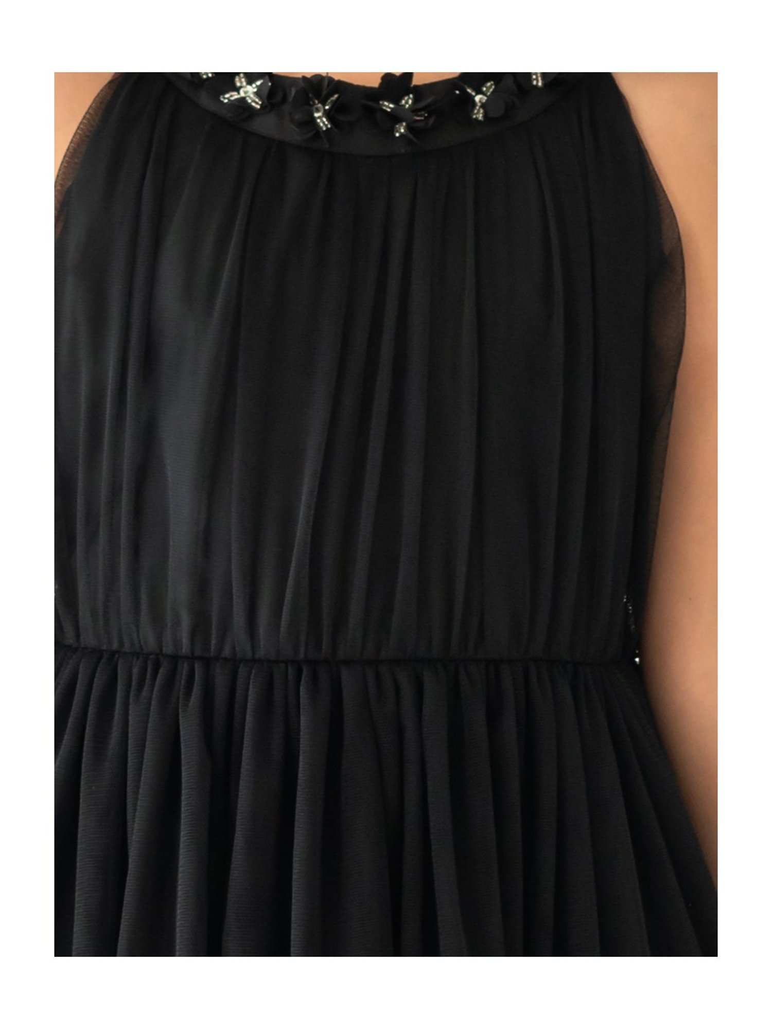 A Little Fable Kids Black Solid Dress