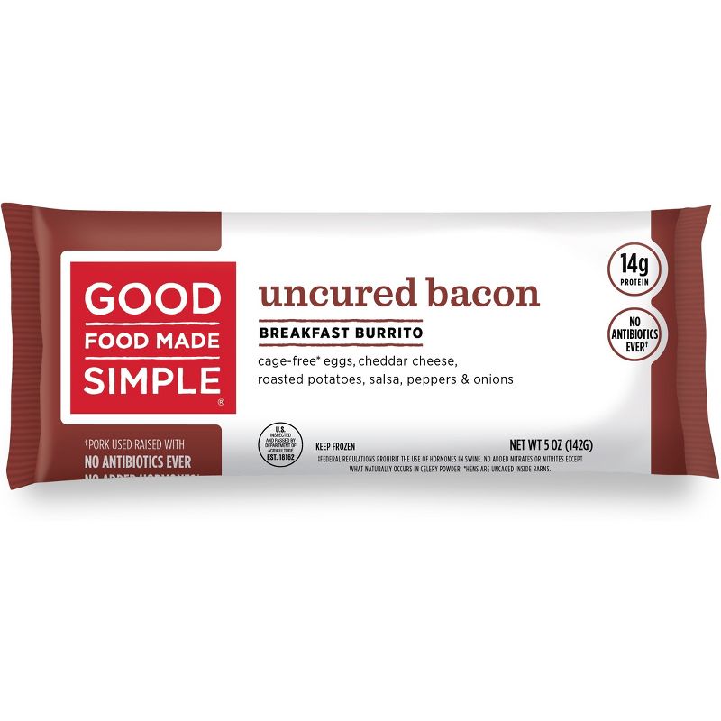 Good Food Made Simple All Natural Bacon, Egg & Cheese Breakfast Frozen Burrito - 5oz