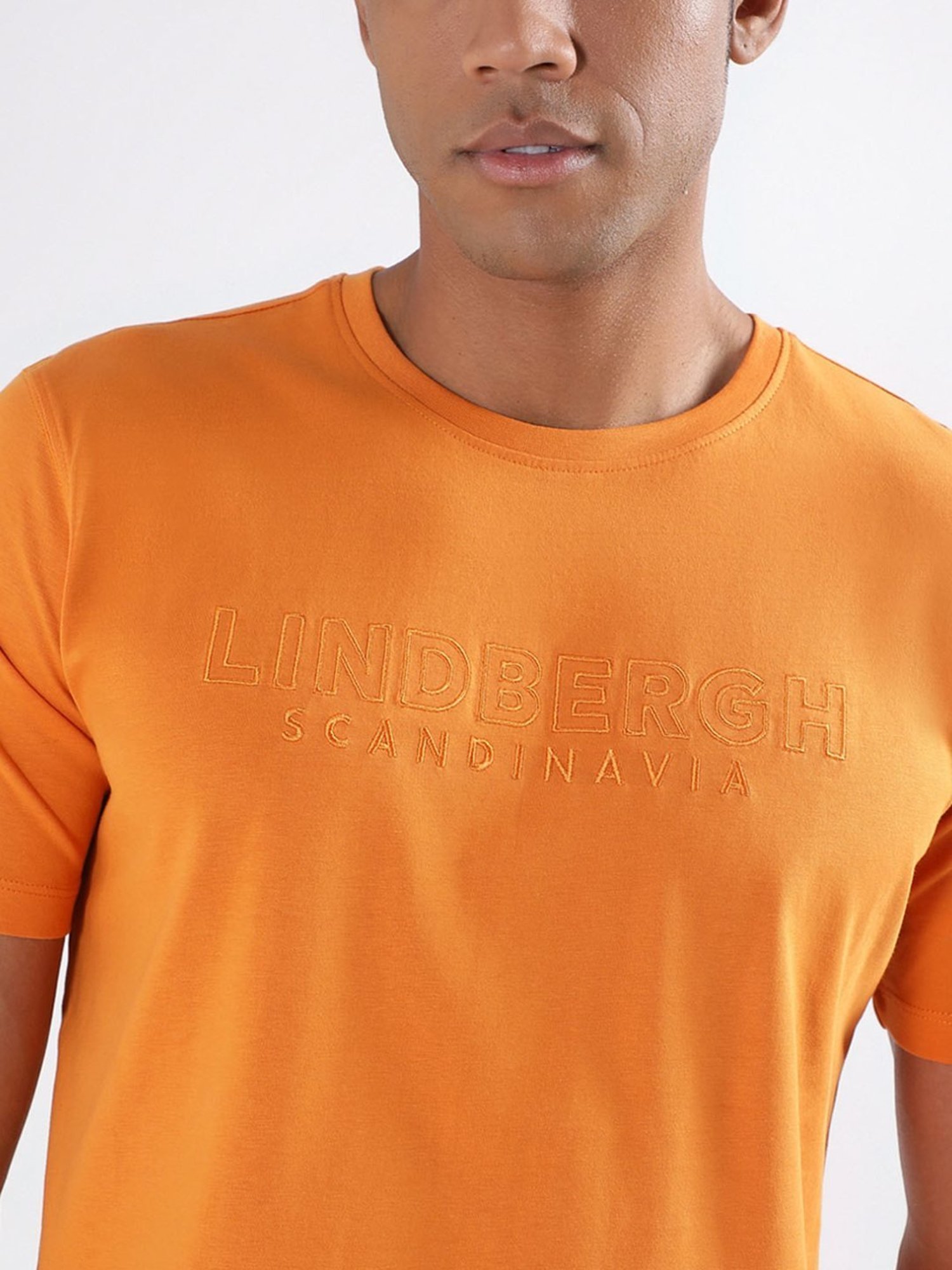 Lindbergh Orange Cotton Regular Fit T-Shirt