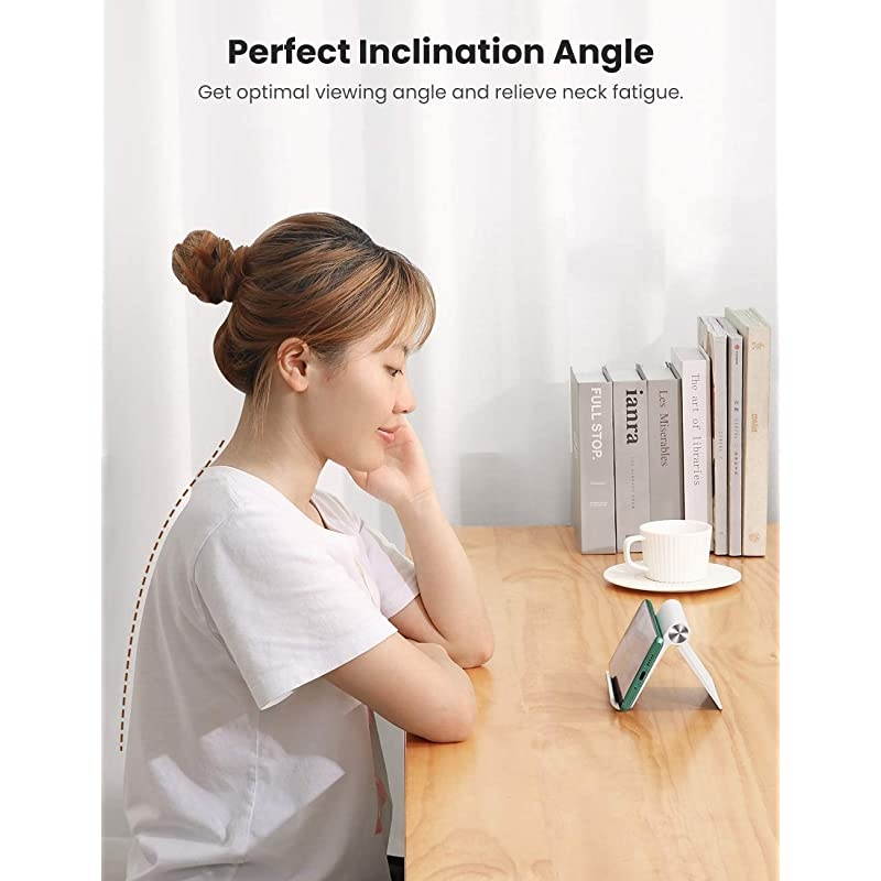 Cell Phone Stand Holder for Desk Adjustable Compatible for iPhone 12 Pro Max 11 SE XS XR 8 Plus 6 7 Samsung Galaxy Note20 S20 S10 S9 S8 Android Smartphone Mobile Phone Dock Foldable White