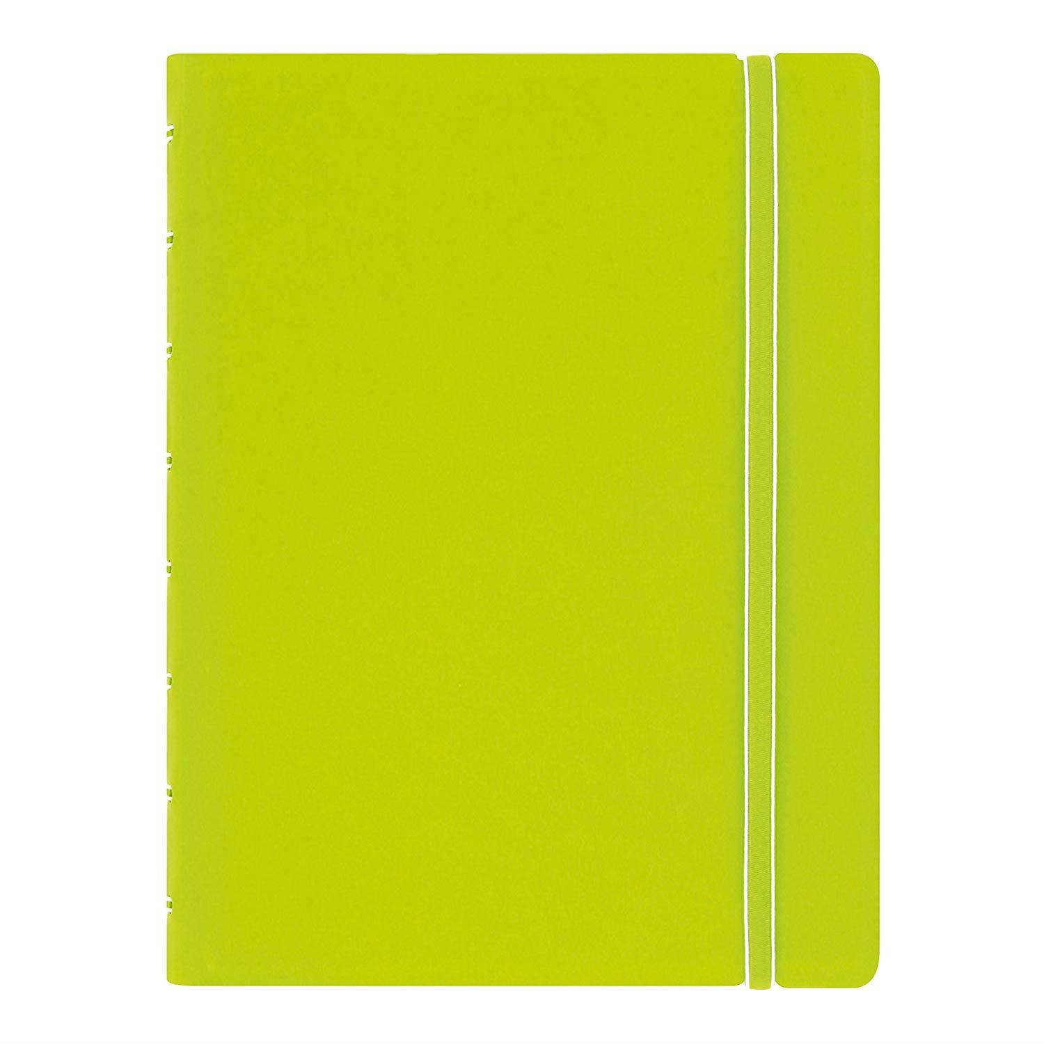 FILOFAX REFILLABLE NOTEBOOK CLASSIC, A5 (8.25" x 5") Pear - Elegant leather-look cover with moveable pages - Elastic closure, index, pocket and page marker (B115013U)