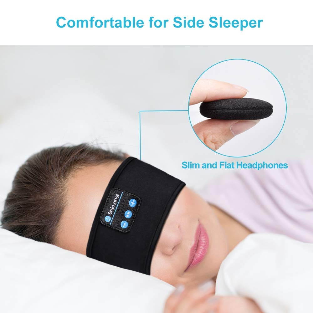 Sleep Headphones Bluetooth Sleeping Headphones Headband, Thin Soft Elastic Comfortable, Wireless Music Headband Headphones Eye Mask for Side Sleeper Travel Running Yoga Sports, Gifts for Men Women
