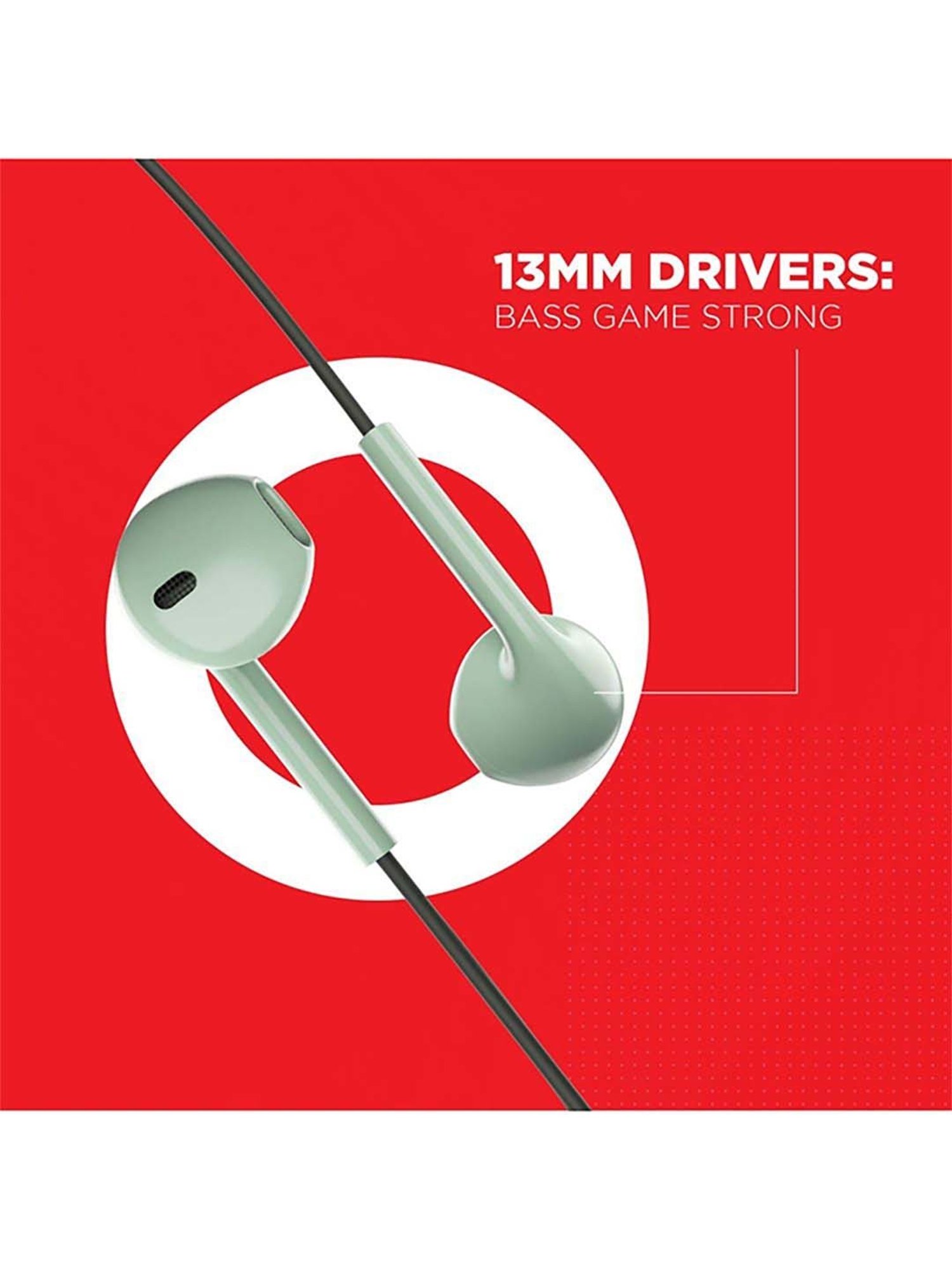 boAt bassheads 105 Wired in Ear Earphones with Mic (Green)