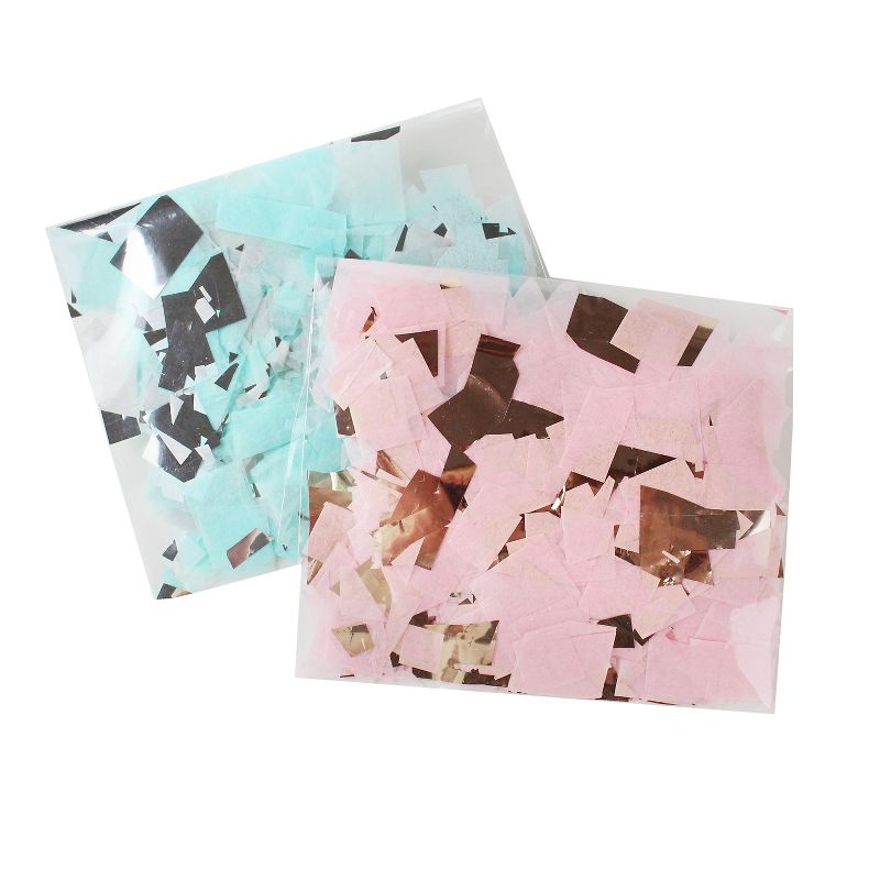 3' Jumbo Gender Reveal Pink and Blue Confetti Balloon Kit Black