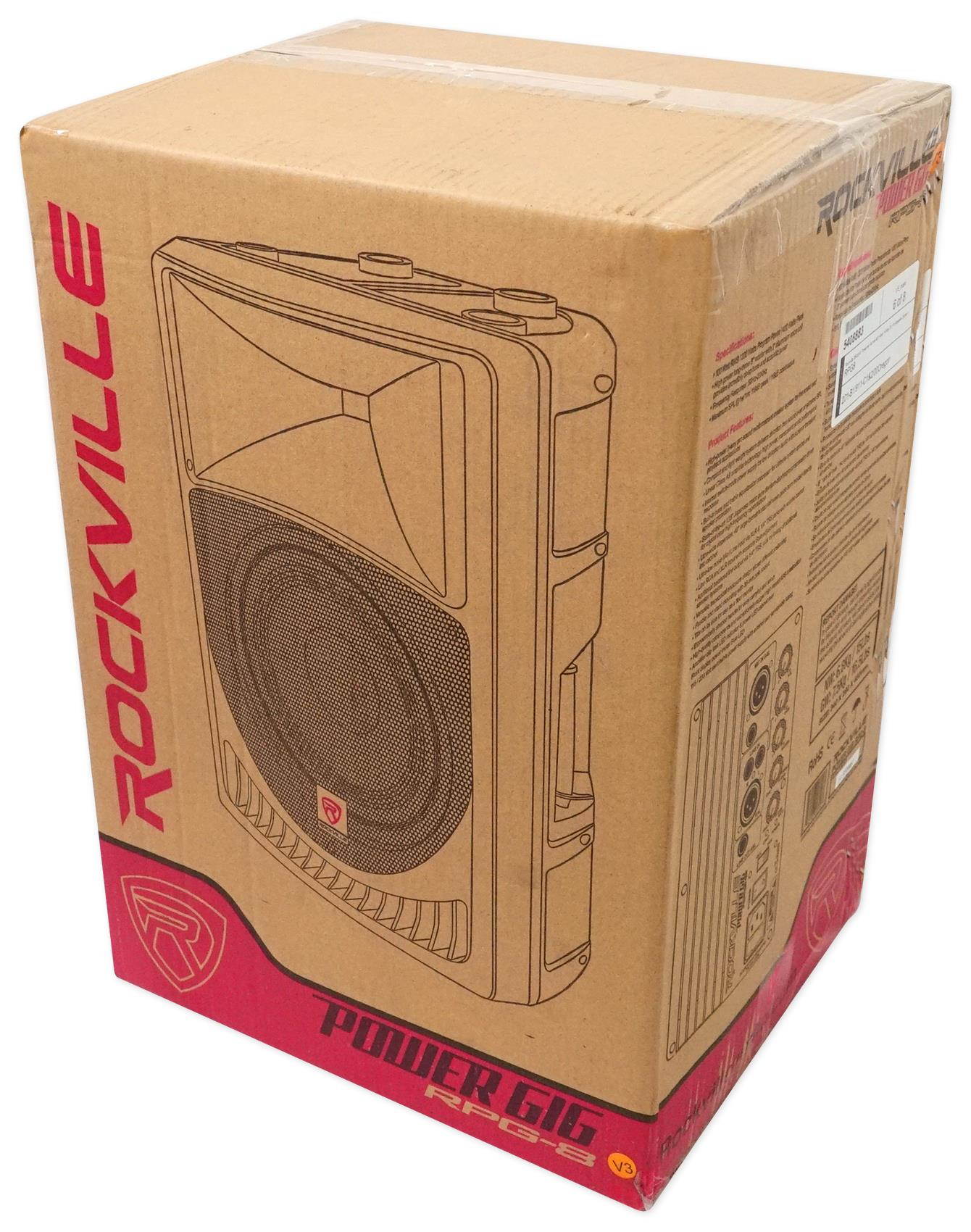Rockville RPG8 8" Powered 400 Watt 2-Way PA Speaker System + Headset Microphone