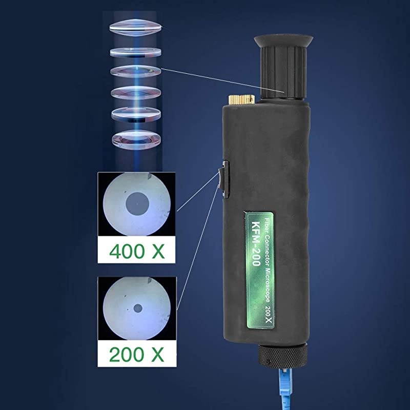 CL Fiber Optical Microscope Mini Handheld Optical Fiber Inspection Microscope with LED Light and 125mm 25mm Adapter