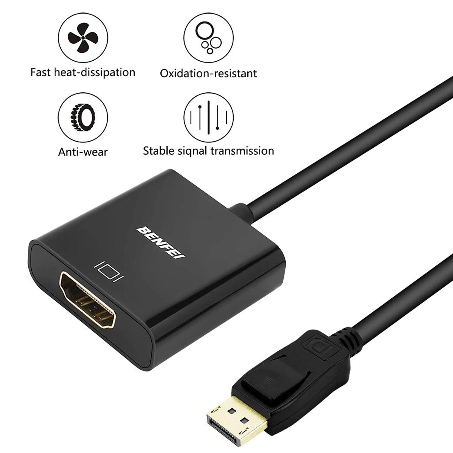 BENFEI Active DisplayPort to HDMI 4K Adapter, DP to HDMI Ultra HD Converter Male to Female Gold-Plated Cord Supporting Eyefinity
