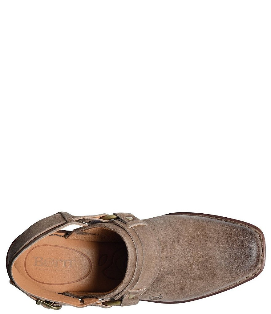 Born Hudson Distressed Suede Sling Strap Harness Clogs