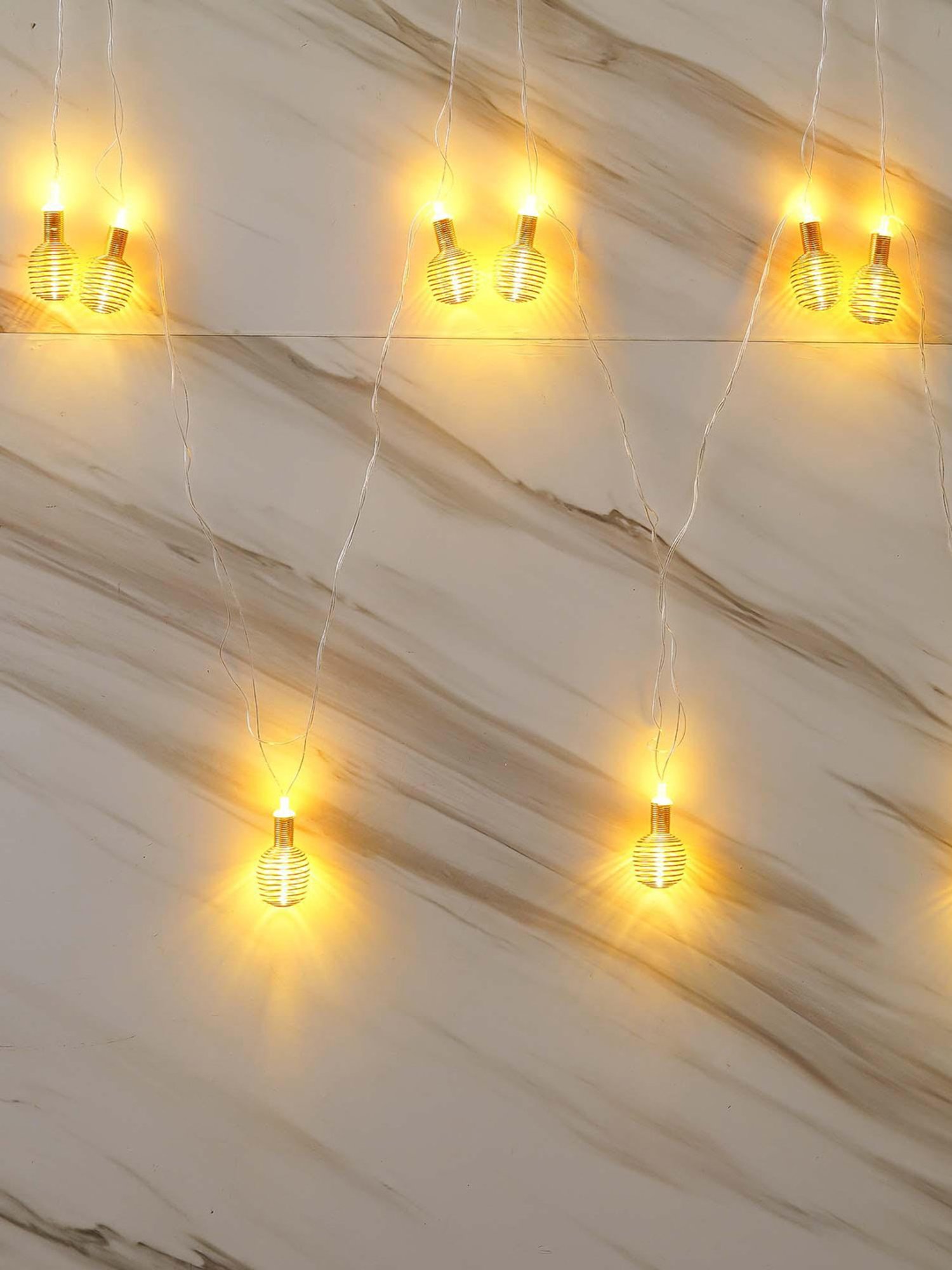 eCraftIndia Golden Spring Ball Steady Blinking Color Changing LED Fairy String Lights