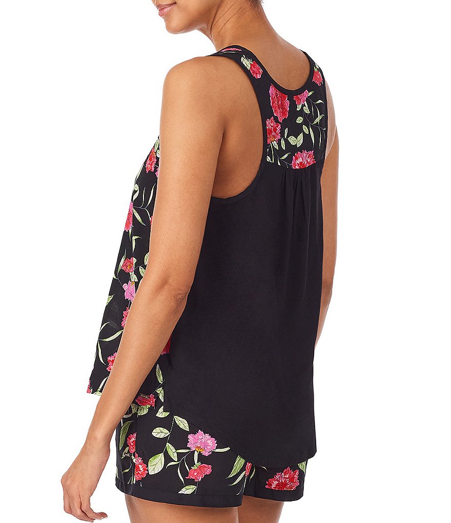 Kensie Floral Print Woven Coordinating Sleep Tank