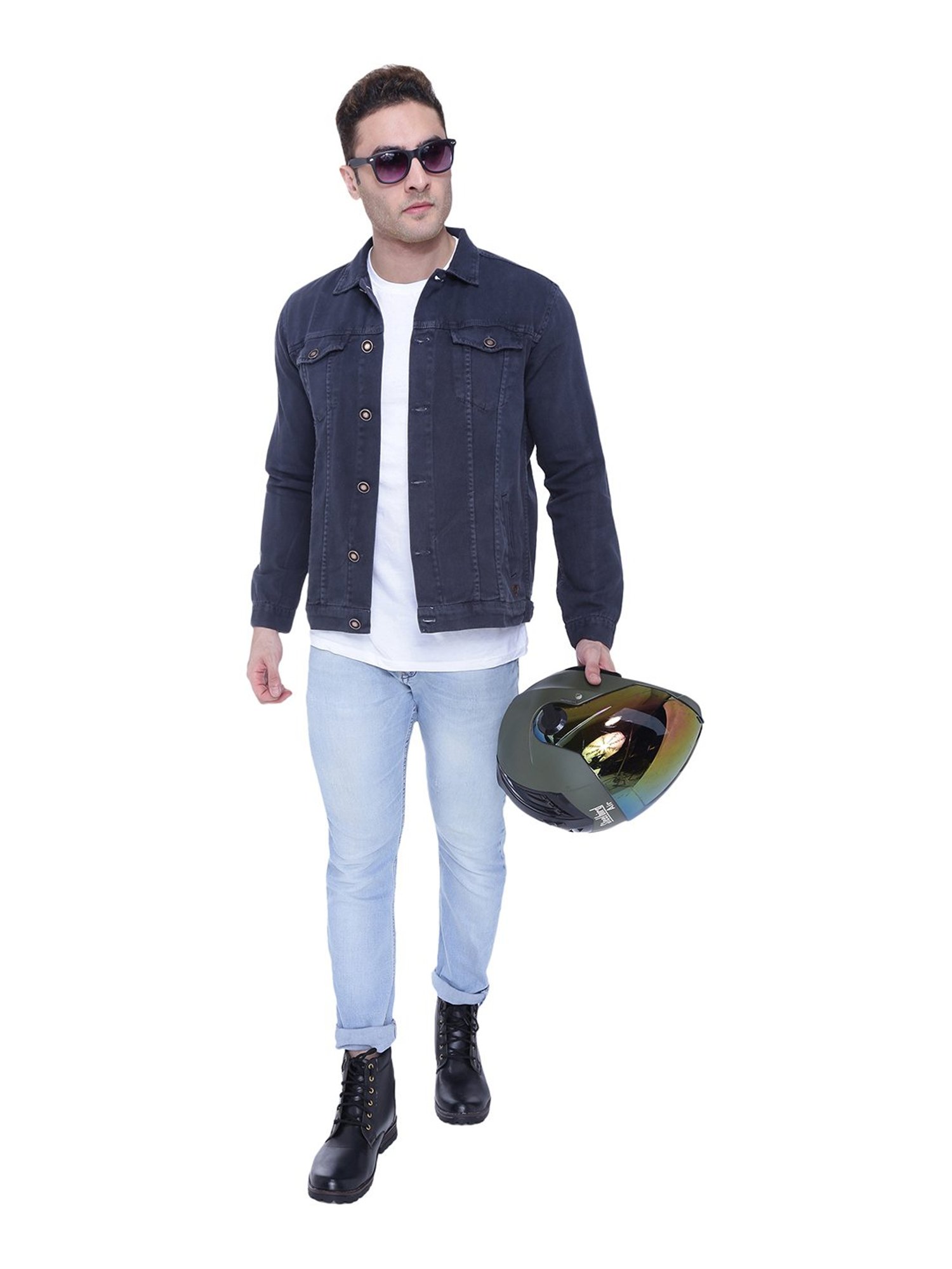 Kuons Avenue Dark Grey Shirt Collar Denim Jacket