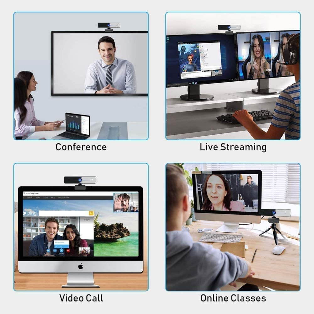 1080P Webcam with Microphone, HD PC Web Camera for Computer Desktop Laptop, 95&deg; Wide Angle USB Streaming Webcam with Plug and Play Multi-Compatible for Video Conference Recording Online Class