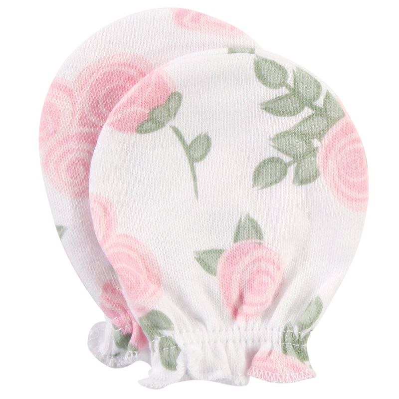 Hudson Baby Infant Girl Cotton Scratch Mittens, Pink Rose, 0-6 Months