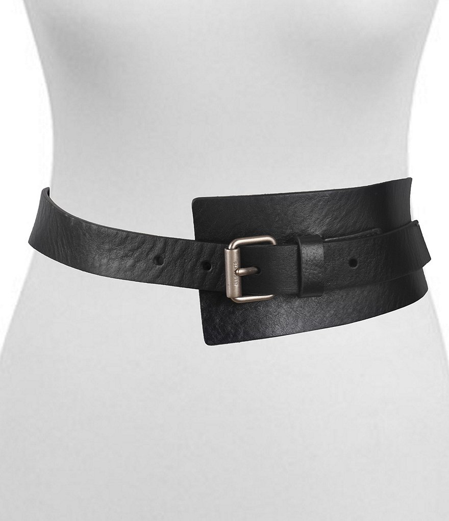 AllSaints 3#double; Asymmetrical Leather Waist Belt