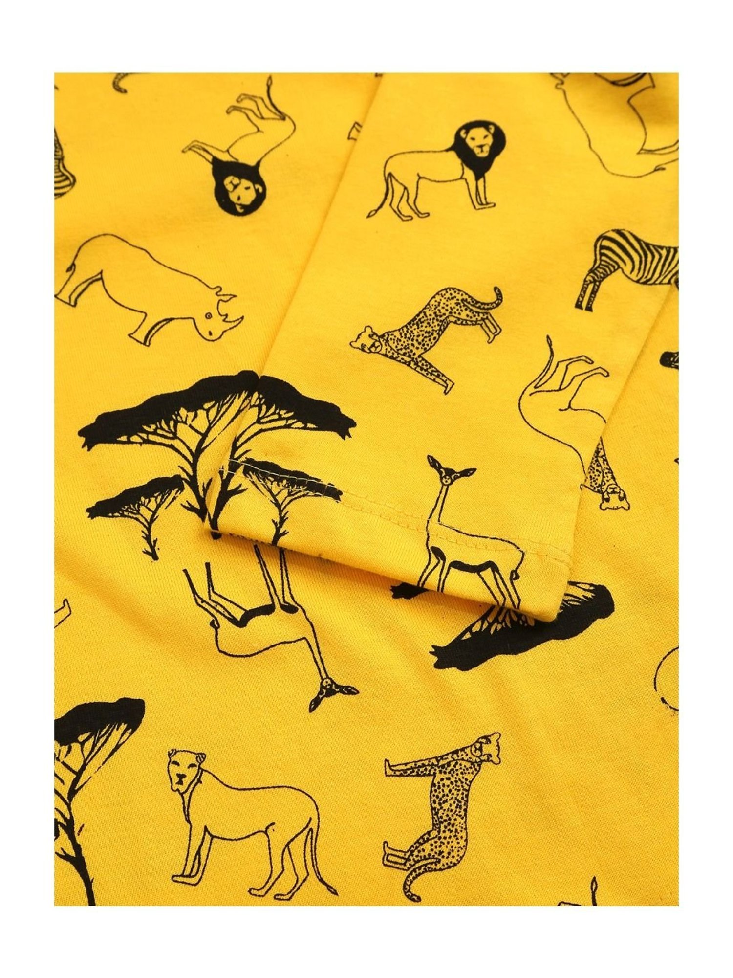 Kids Craft Yellow Cotton Printed T-Shirt & Pants