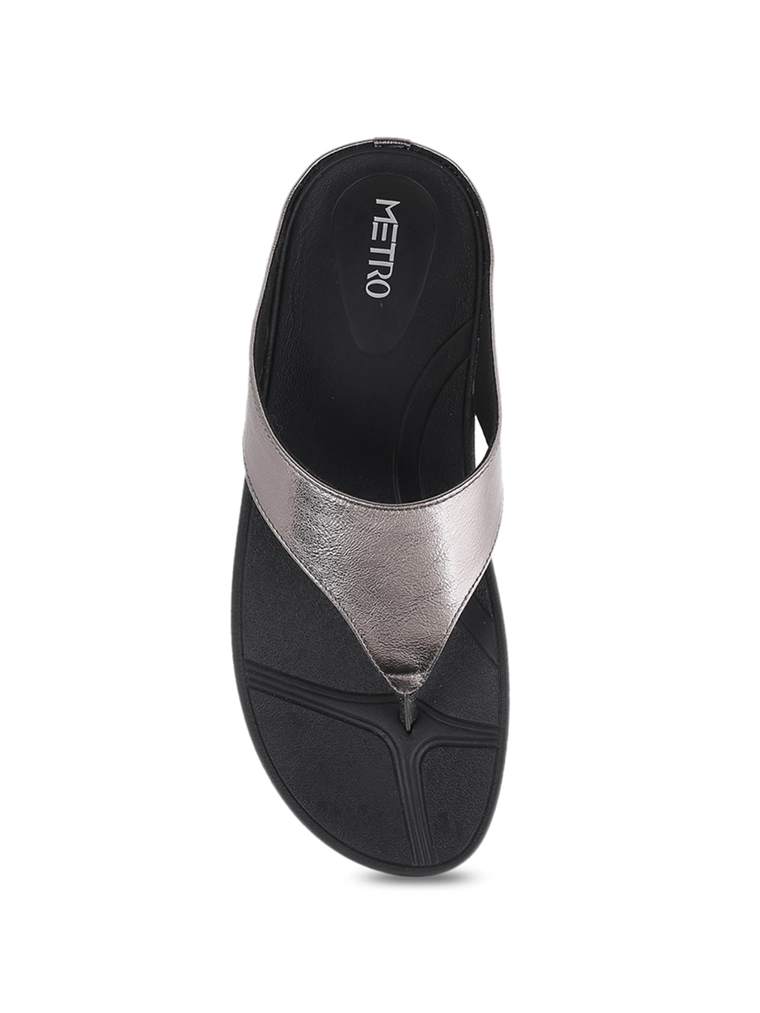 Metro Women's Gun Metal Thong Wedges