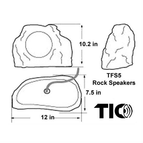 TIC TFS5-WG 6.5" Outdoor Weather-Resistant Rock Speakers (Pair) - White Granite