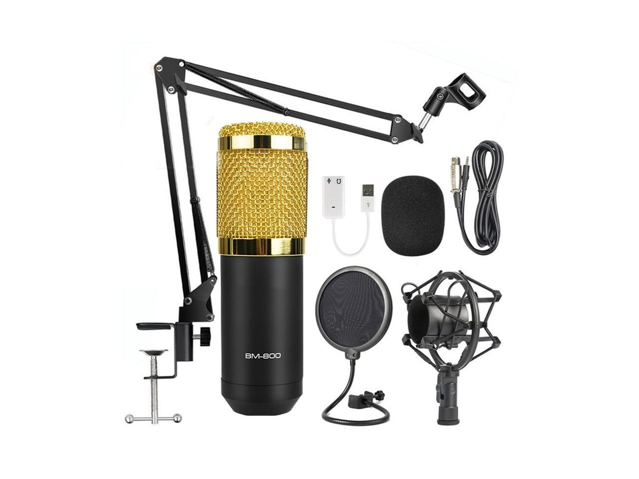 gold--BM800 Professional Suspension Microphone Kit Studio Live Stream Broadcasting Recording Condenser Microphone Set
