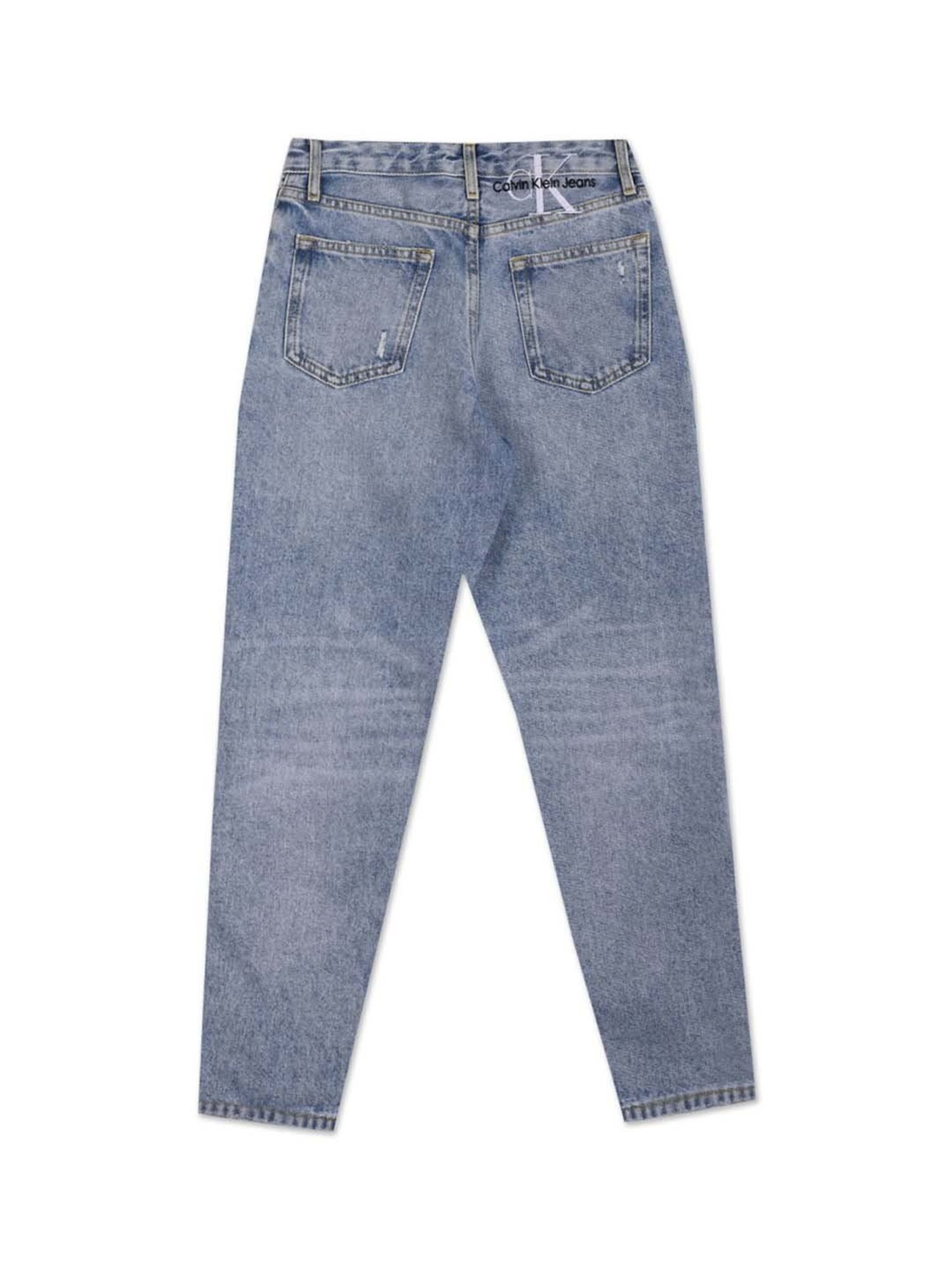 Calvin Klein Jeans Girls Spencer Blue Cotton Distressed Jeans