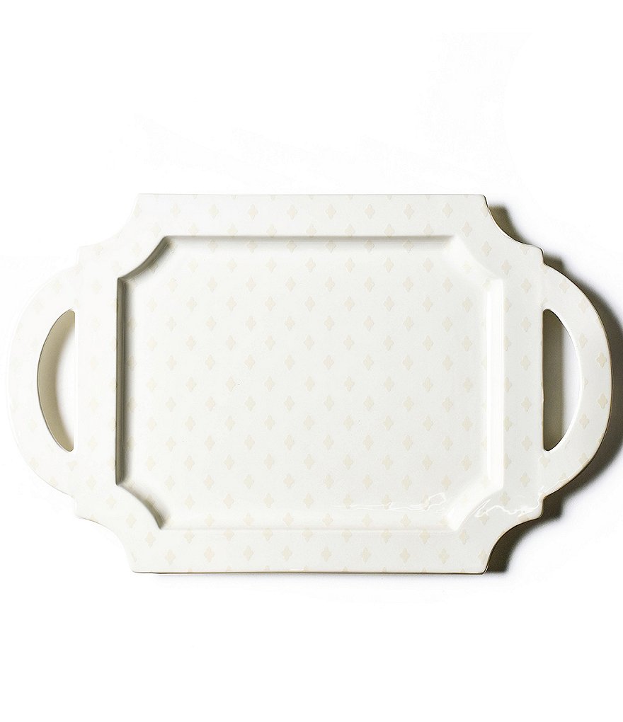 Coton Colors Ecru Quatrefoil Handled Tray