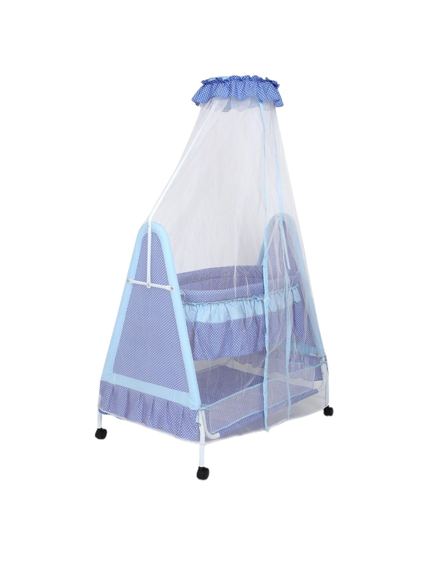 Kiddery Blue Baby Cradle with Mosquito Protection Net (Age 0-8 Months)