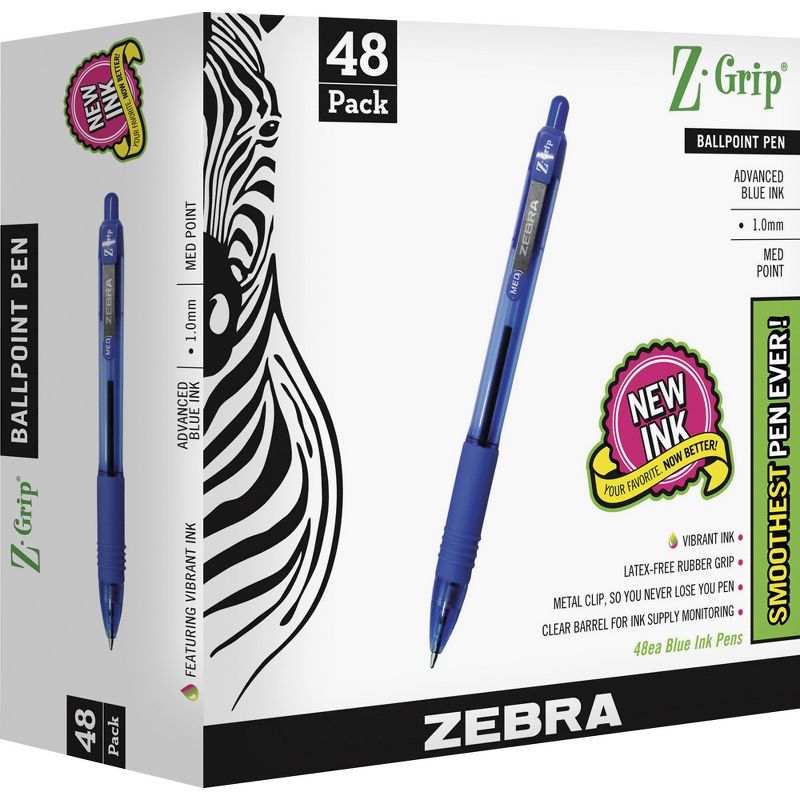 ZEBRA PEN CORP. Z-Grip Flight Retractable Ballpoint Pen 1 mm Medium Blue 48/Pack 22248