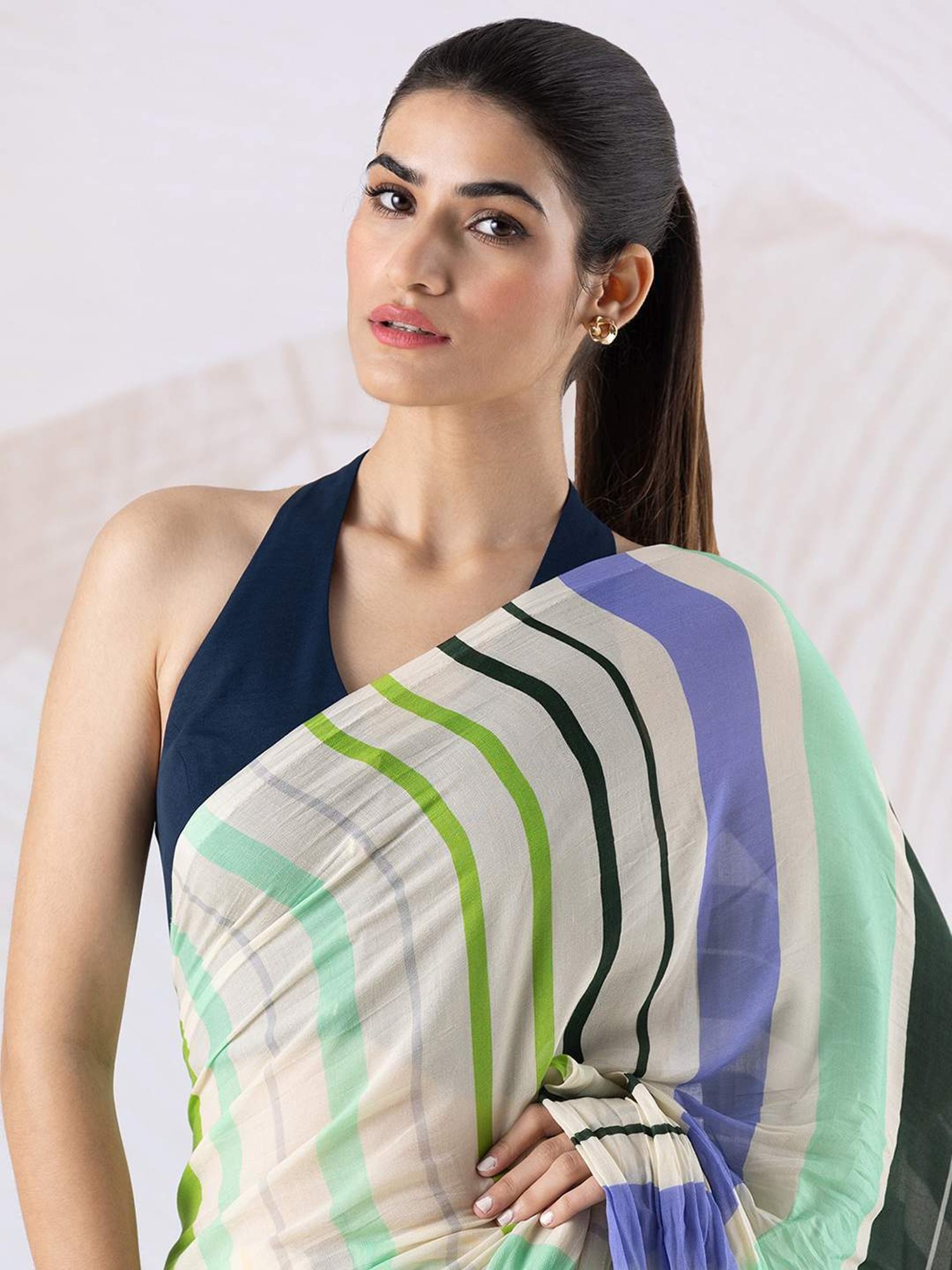 navyasa by liva Multicolored Printed Saree With Unstitched Blouse