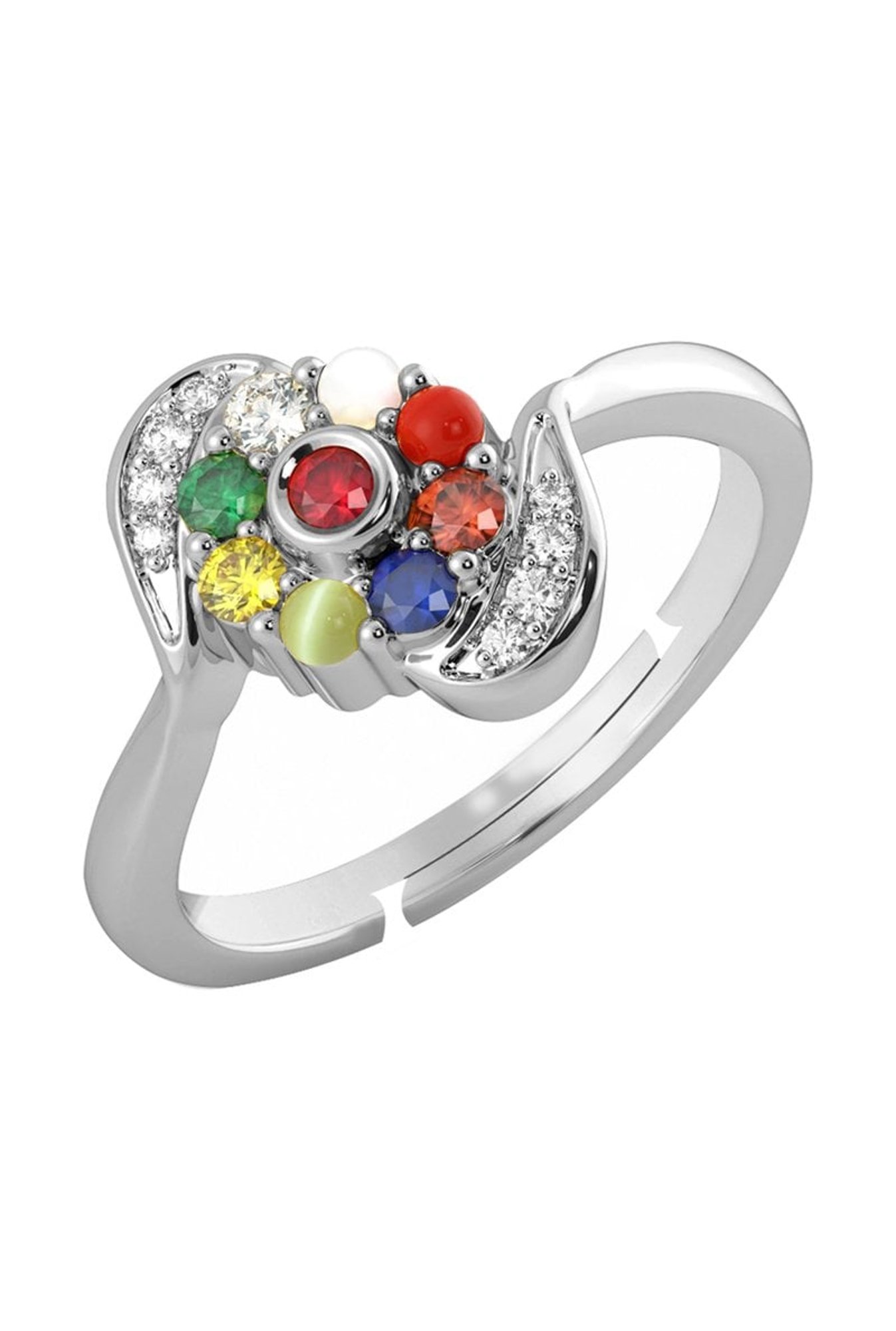 Clara Navratna Stone Nine Planets 92.5 Sterling Silver Ring
