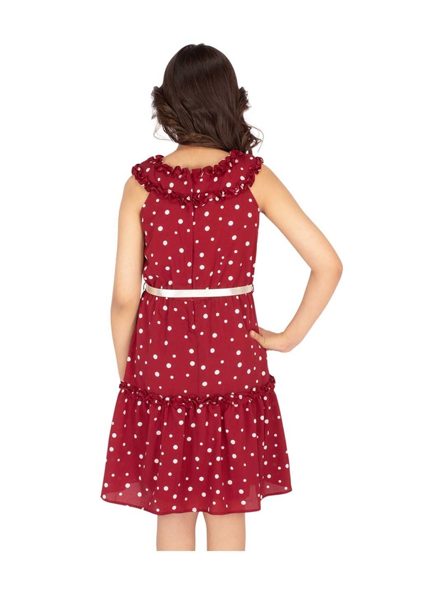 Cutecumber Kids Maroon Printed Dress