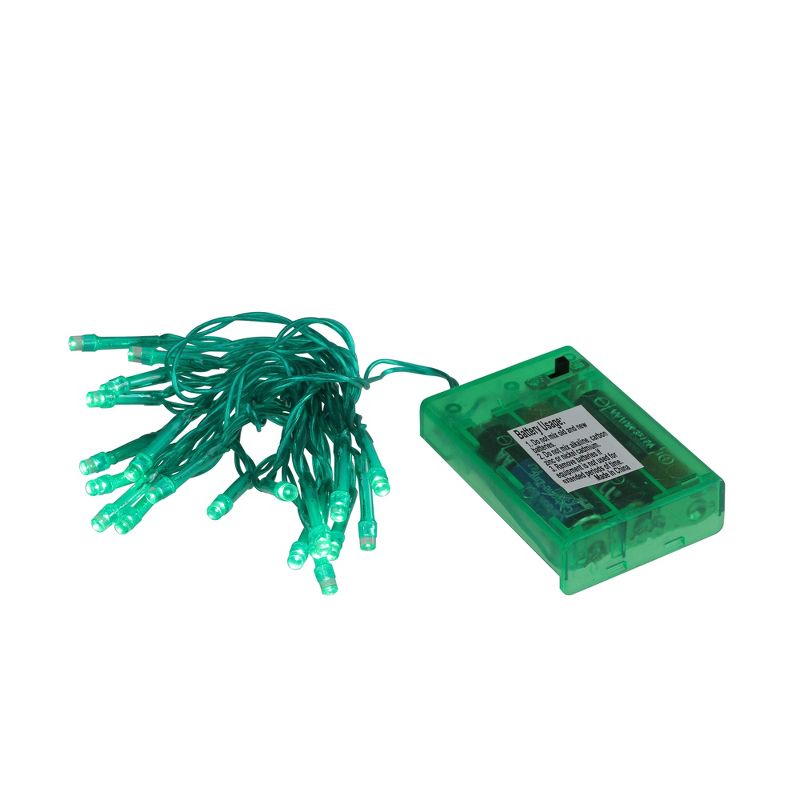 Penn 20 Battery Operated Green LED Wide Angle Mini Christmas Lights - 6.4 ft Green Wire