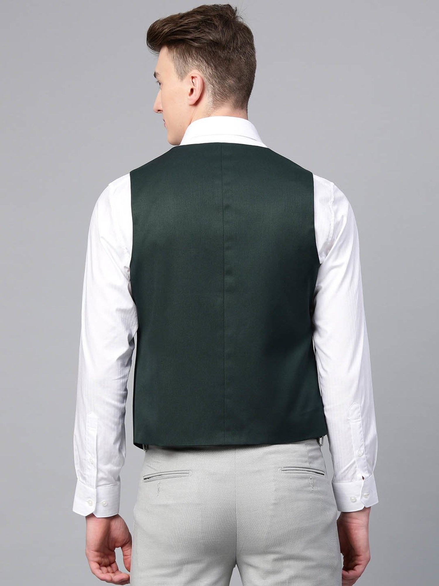 ManQ Green Sleeveless Waistcoat