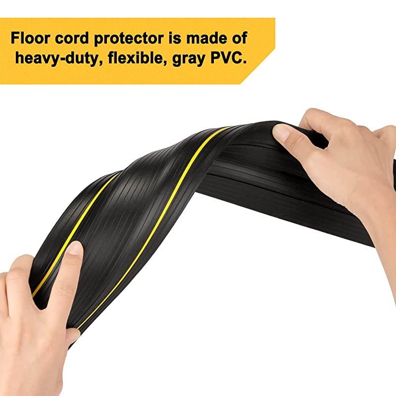 Cable Cover 65 Ft Cord Protector 3 Channels Contains Cords Cables and Wires Perfect for Office Home Workshop Warehouse Concert or Other Outdoor Surroundings Black