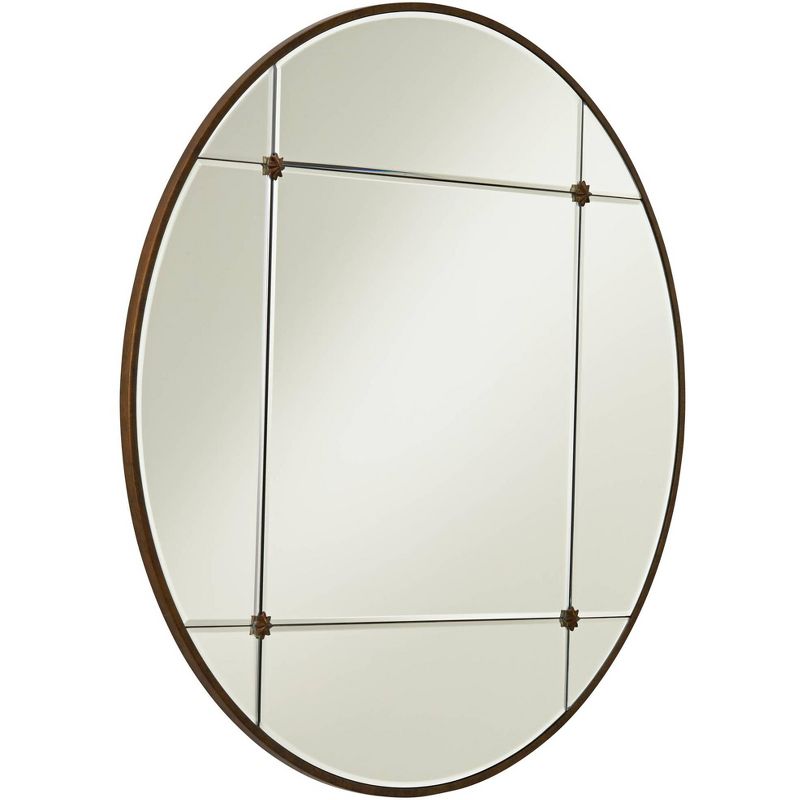 Noble Park Drucilla Antique Light Brown 32" Round Framed Wall Mirror